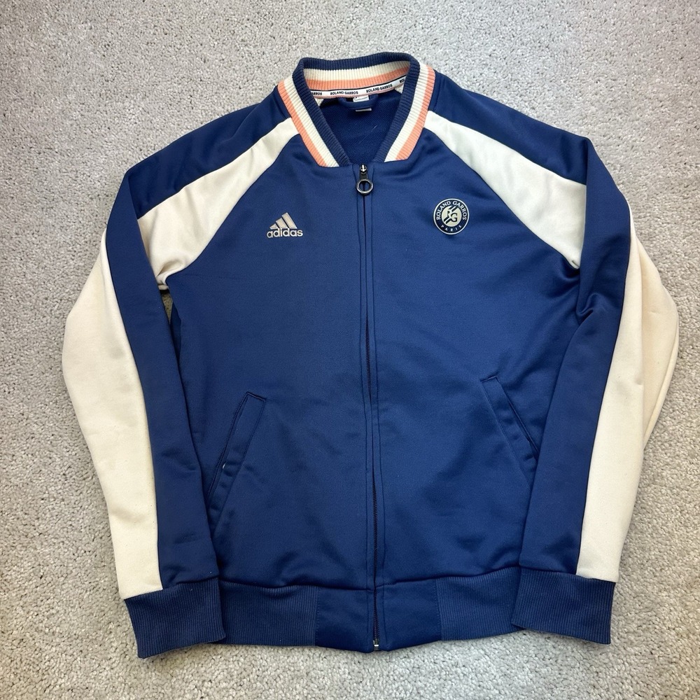 Adidas Roland Garros Track Jacket Men's Small Navy Blue White Full Zip Tennis